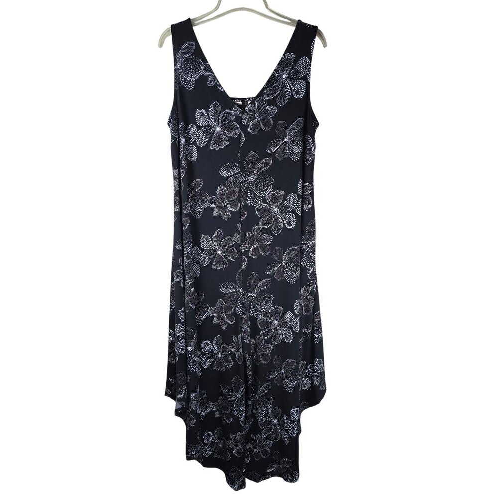 Cocomo Black & White Floral Sleeveless Jumpsuit M Slinky No-Iron‎